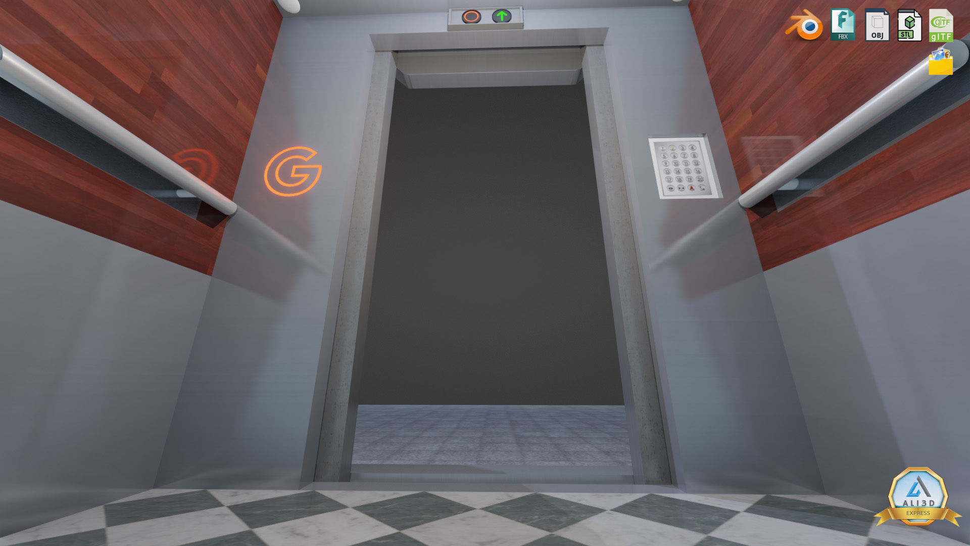 Animated Elevator Residential Apartment Corporate Building  3D model_6