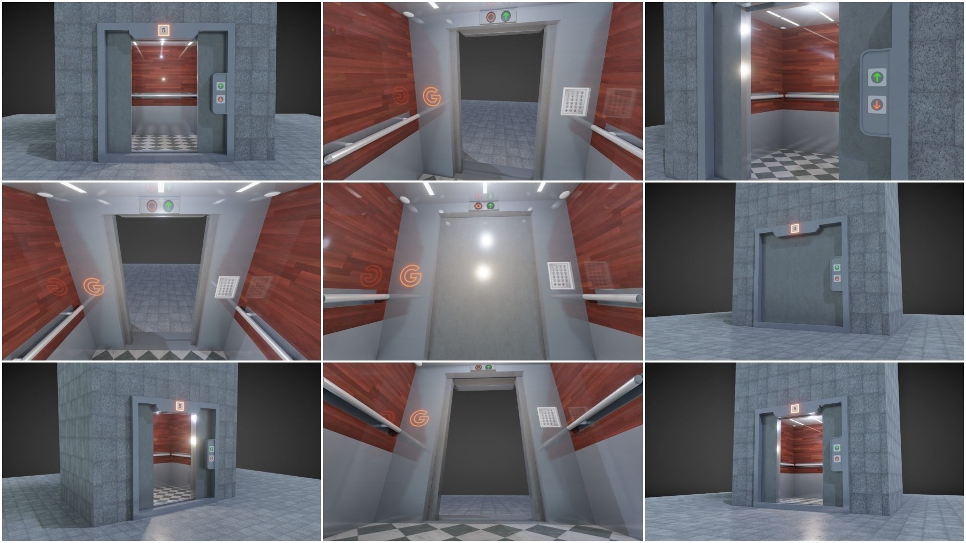 Animated Elevator Residential Apartment Corporate Building  3D model_12