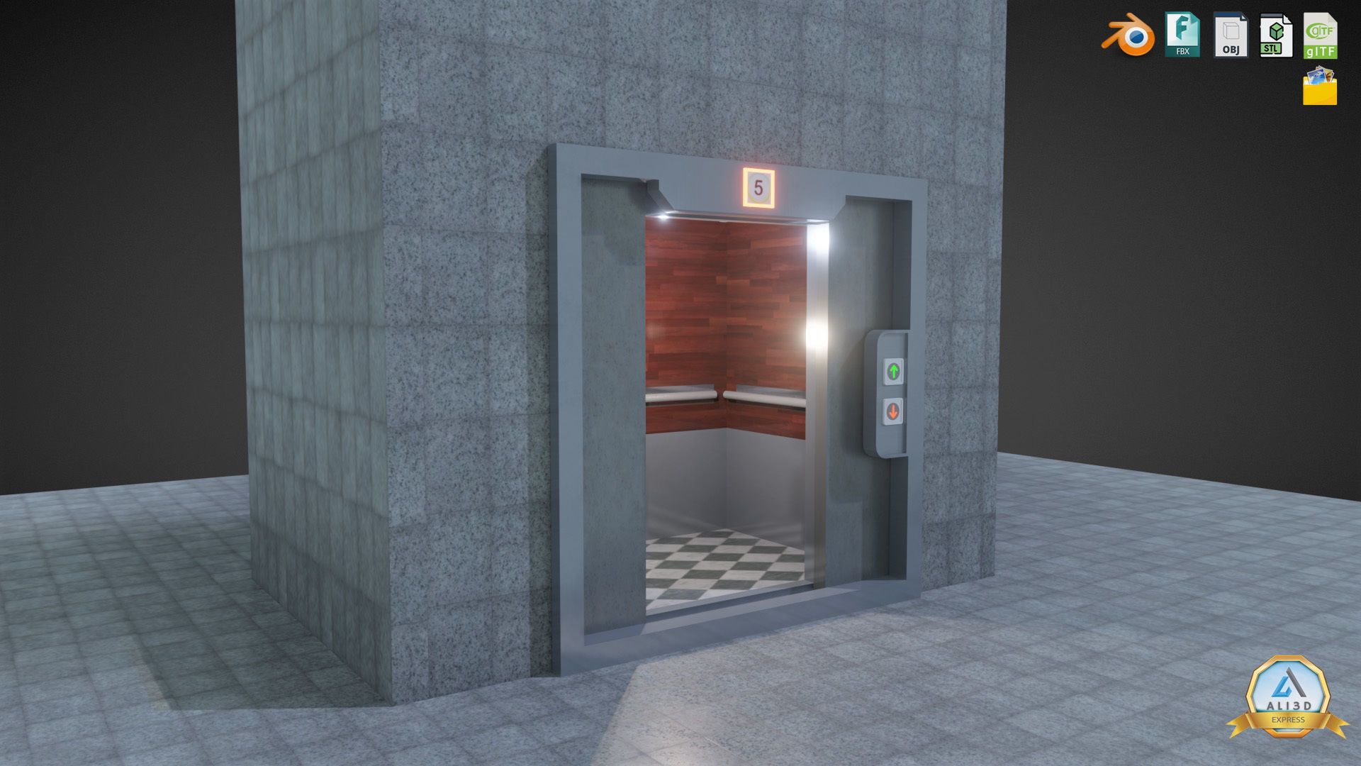 Animated Elevator Residential Apartment Corporate Building  3D model_2
