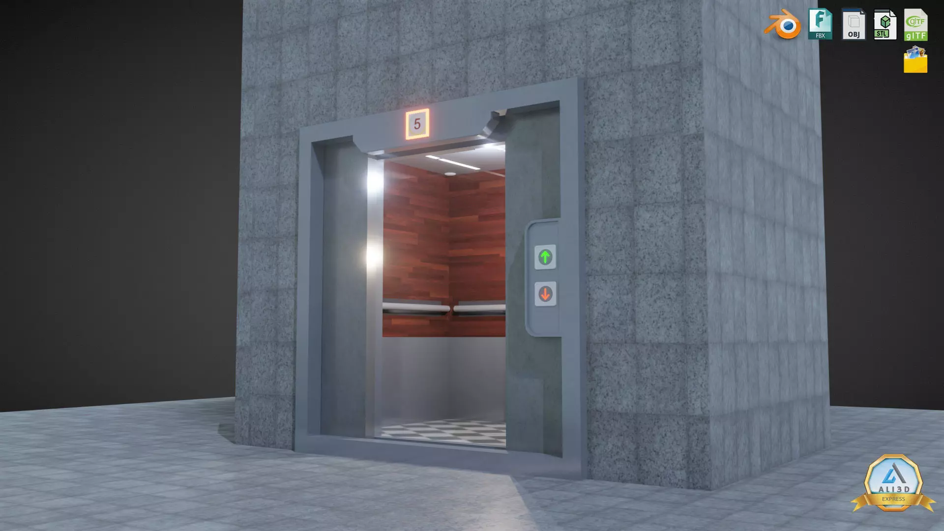 Animated Elevator Residential Apartment Corporate Building  3D model_0