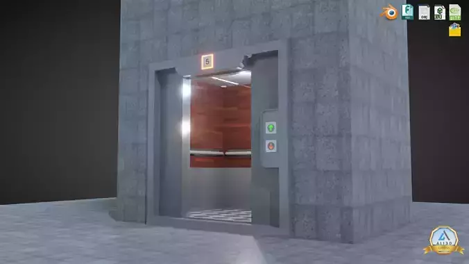 Animated Elevator Residential Apartment Corporate Building  3D model