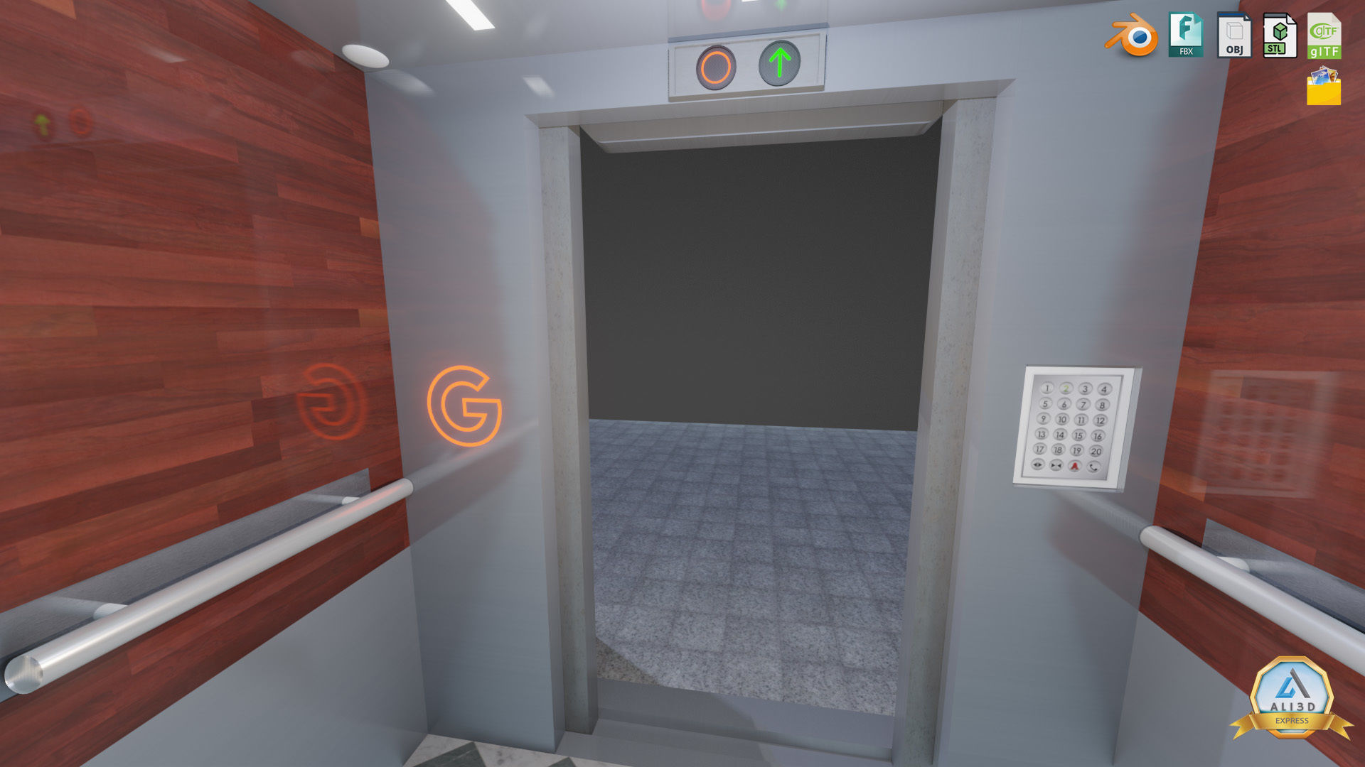 Animated Elevator Residential Apartment Corporate Building  3D model_4