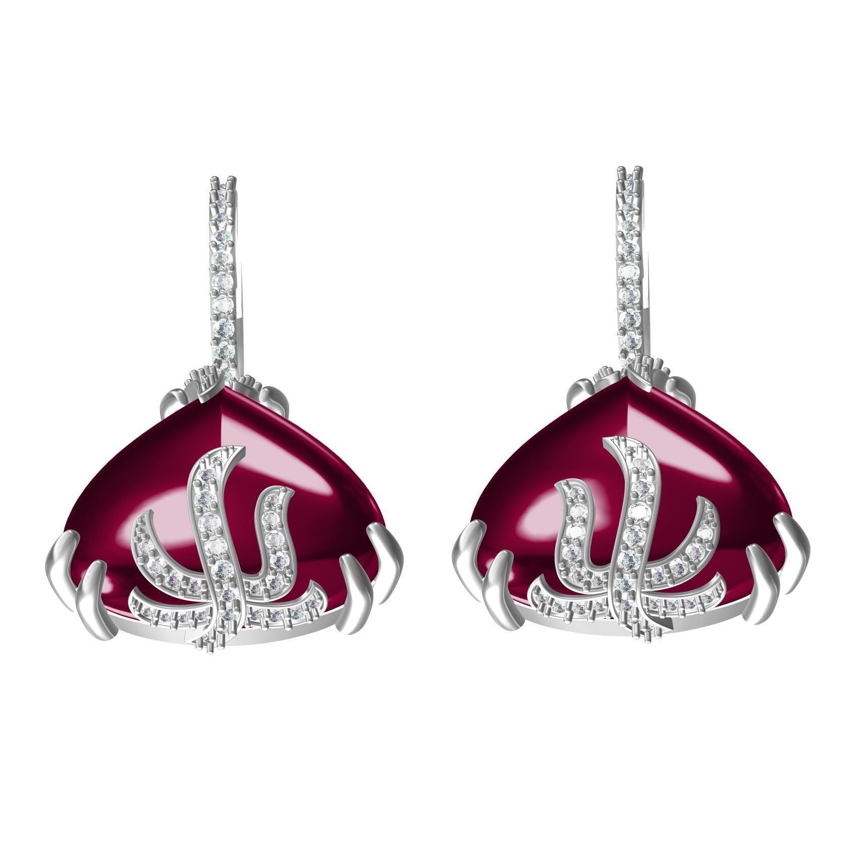 Unique Ruby Stone Hoop Earring 3D print model_2