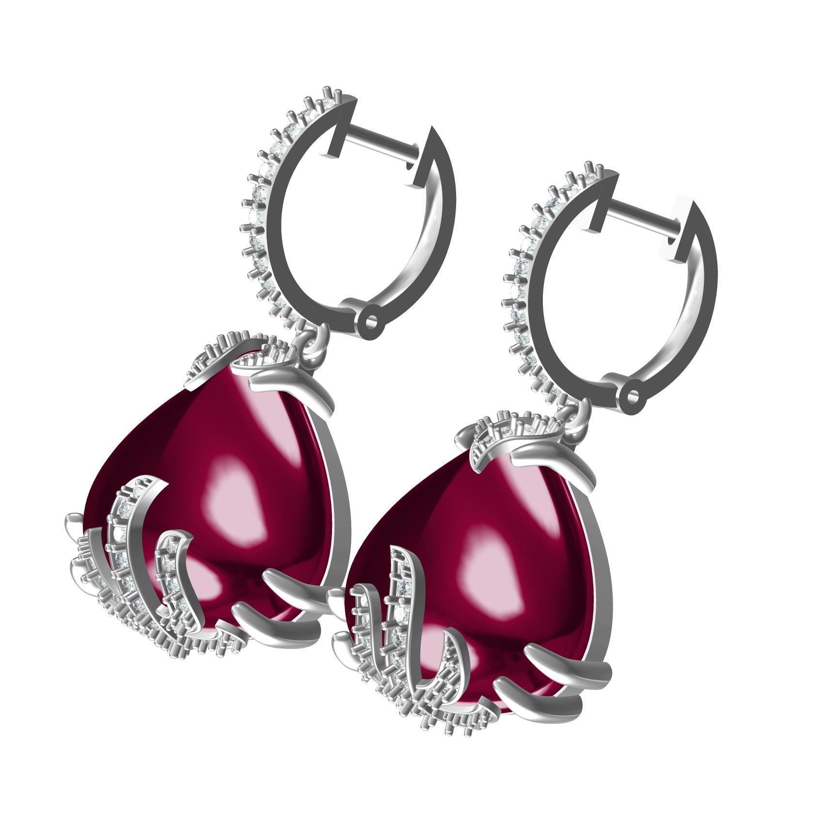 Unique Ruby Stone Hoop Earring 3D print model_1