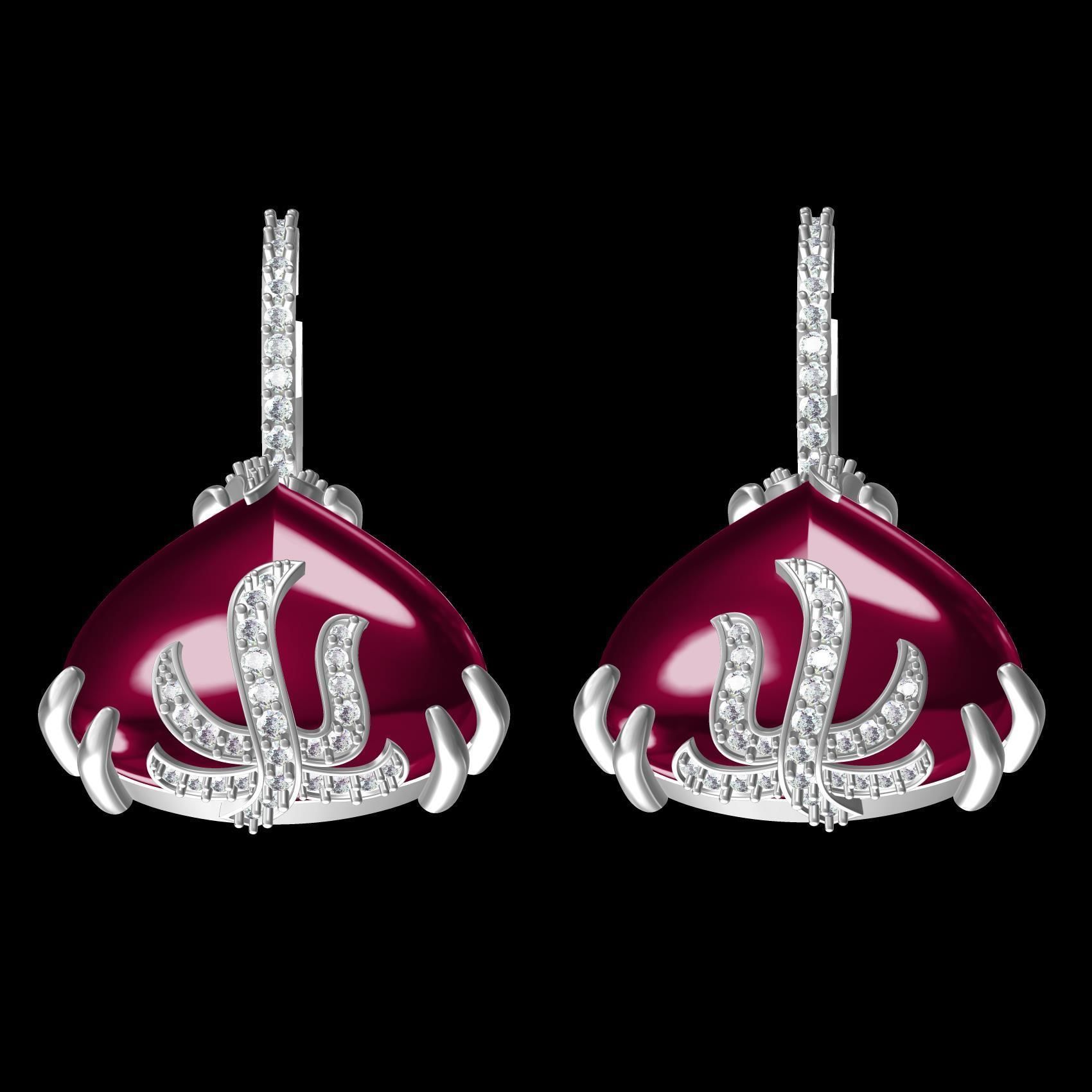 Unique Ruby Stone Hoop Earring 3D print model_9