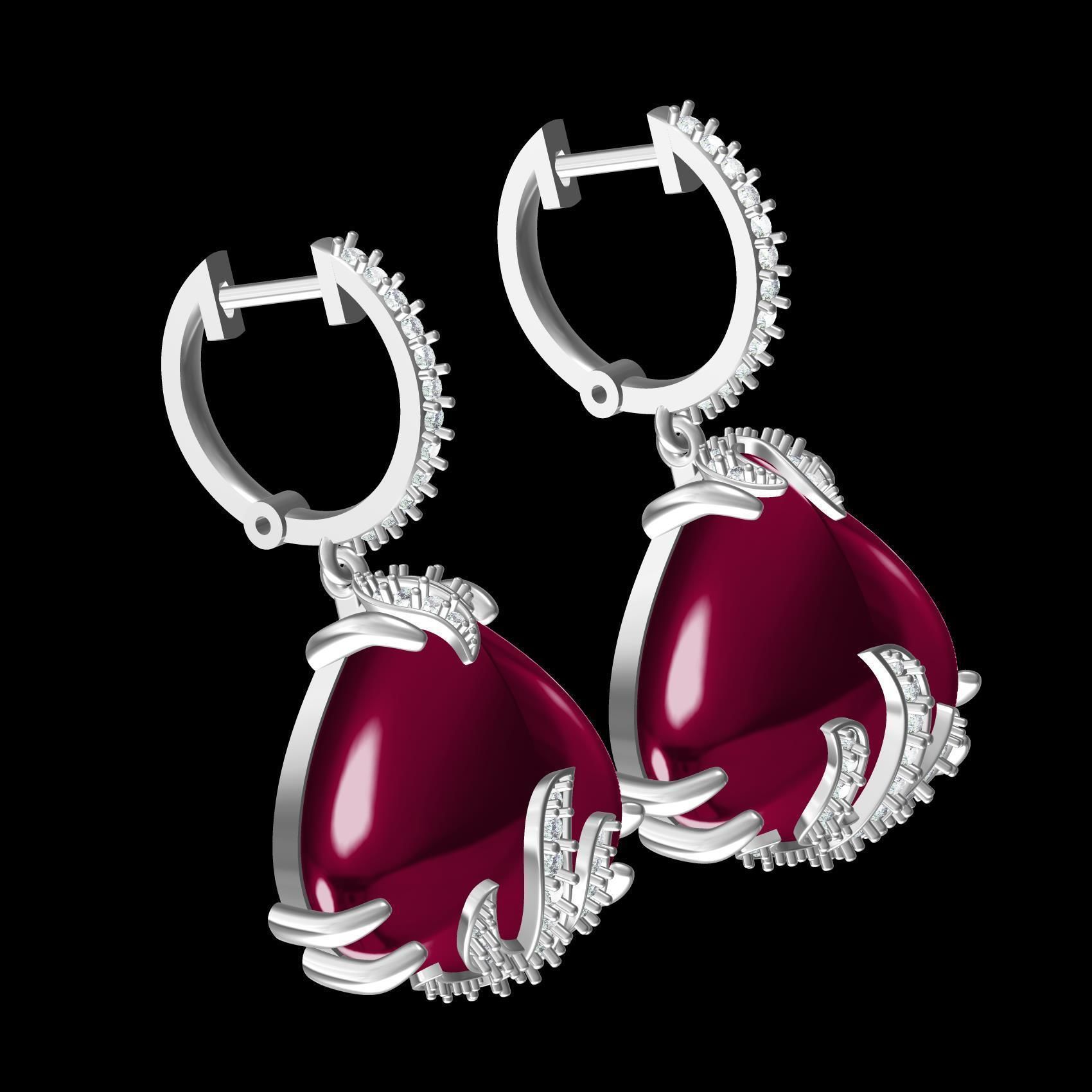 Unique Ruby Stone Hoop Earring 3D print model_11