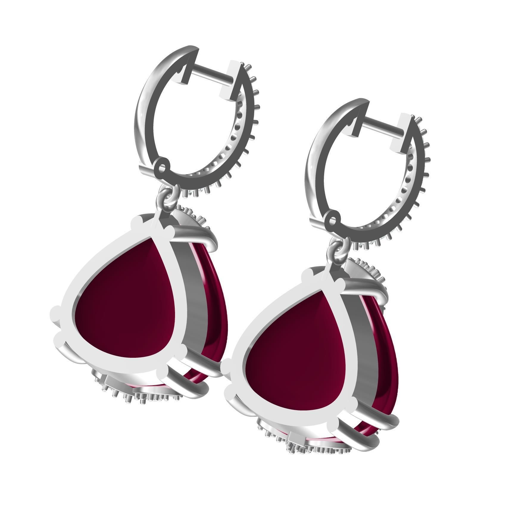 Unique Ruby Stone Hoop Earring 3D print model_6