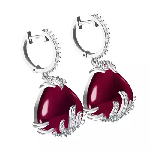 Unique Ruby Stone Hoop Earring