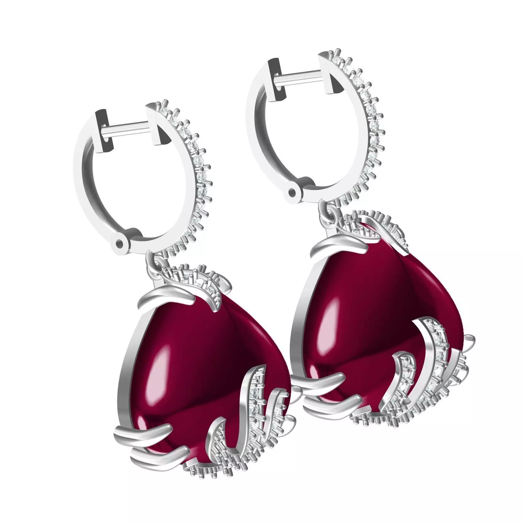 Unique Ruby Stone Hoop Earring 3D print model_0