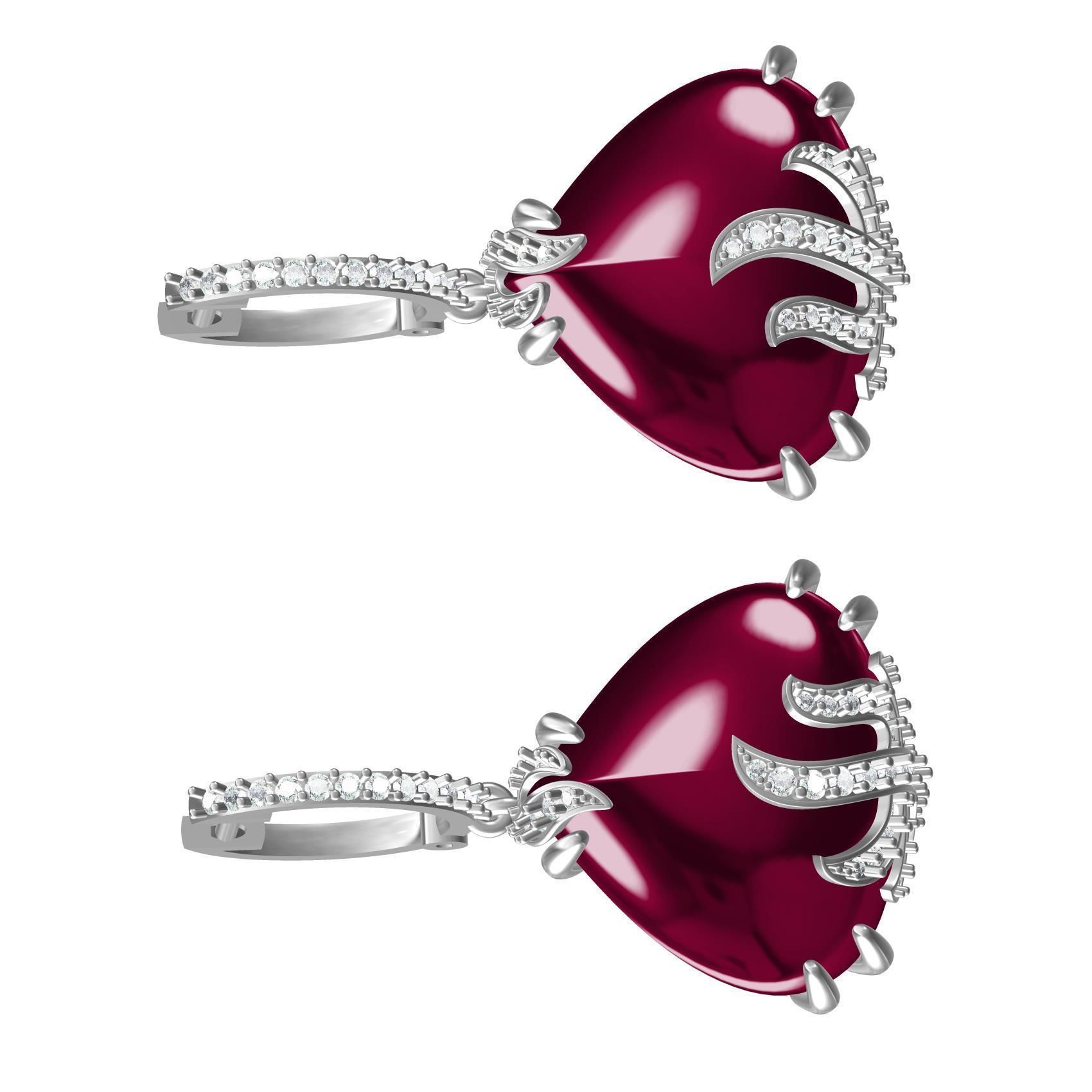 Unique Ruby Stone Hoop Earring 3D print model_8