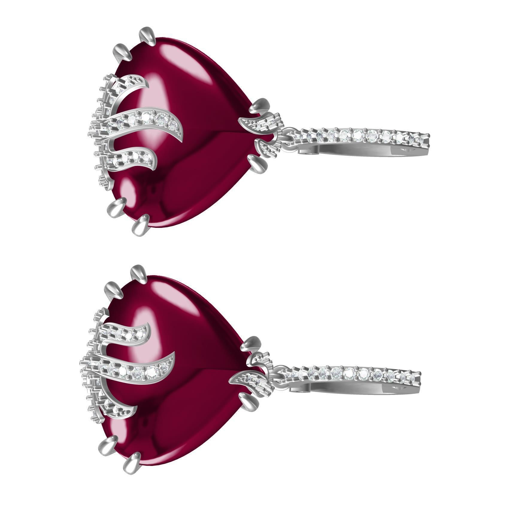 Unique Ruby Stone Hoop Earring 3D print model_7