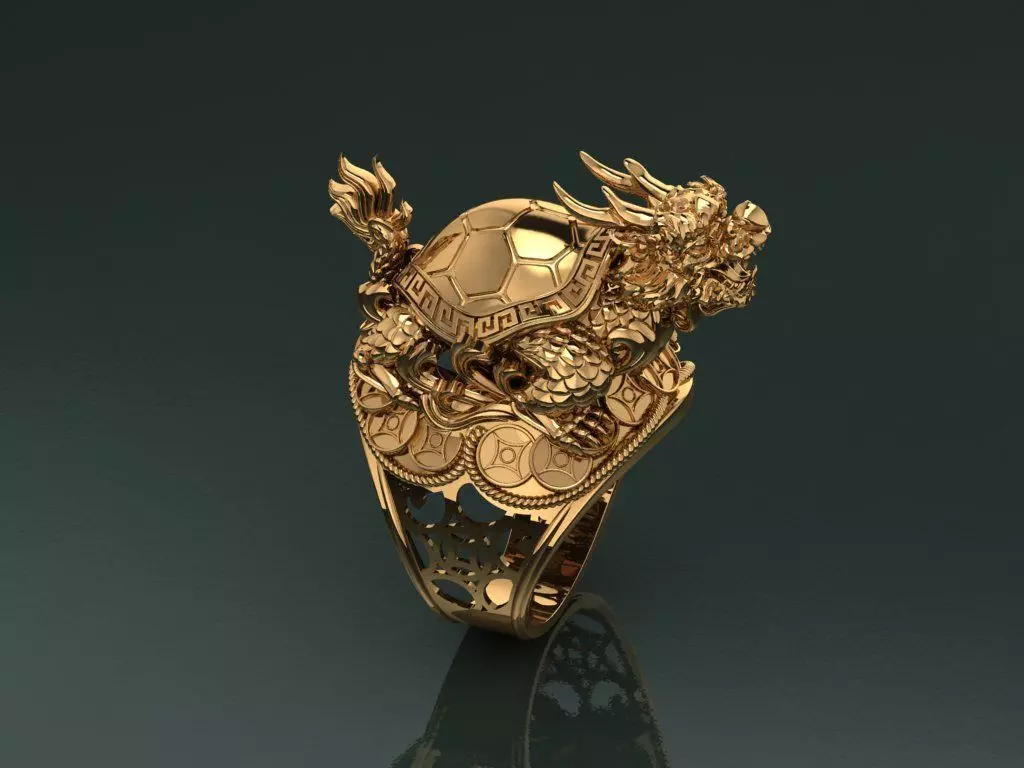 Dragon Turtle Ring 3D print model_0