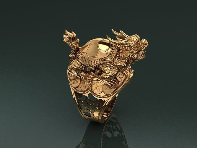 Dragon Turtle Ring 3D print model
