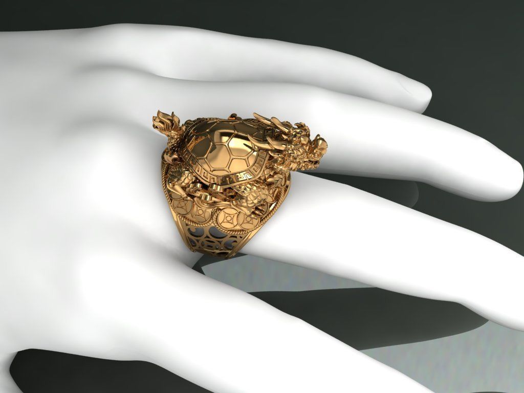 Dragon Turtle Ring 3D print model_6
