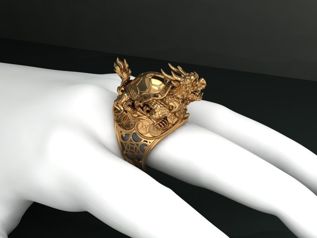 Dragon Turtle Ring 3D print model_7