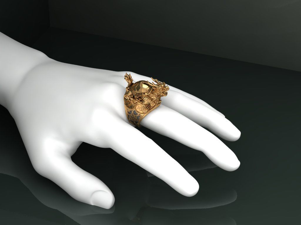 Dragon Turtle Ring 3D print model_1