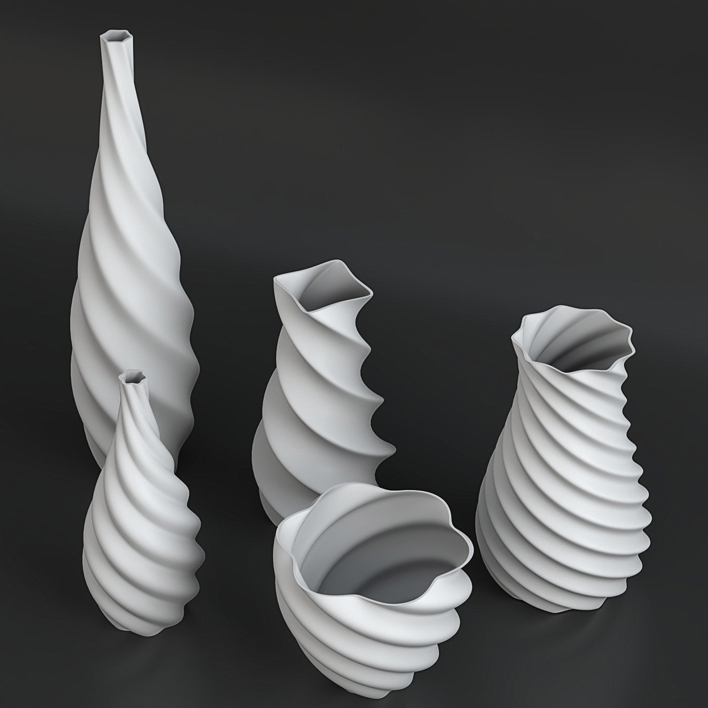 Twirl Vase 3D print model 3D model_7