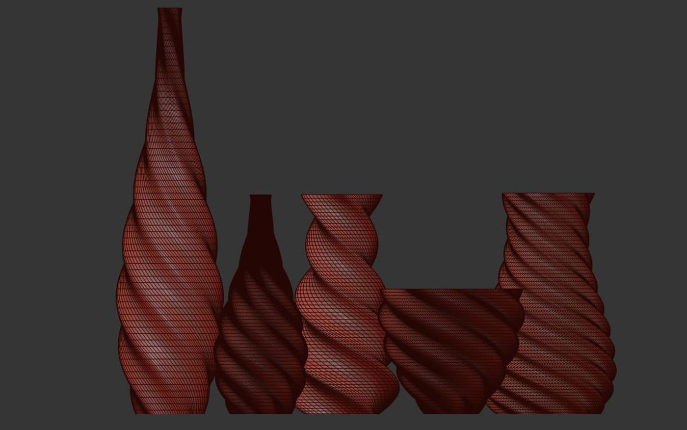 Twirl Vase 3D print model 3D model_12