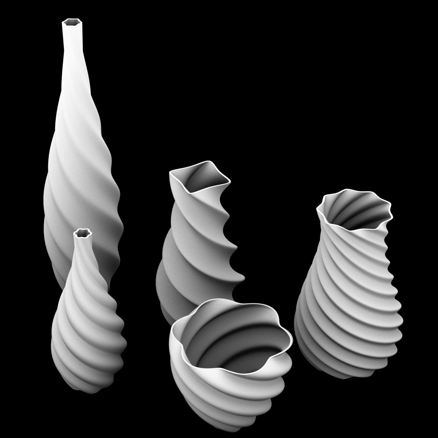 Twirl Vase 3D print model 3D model_5