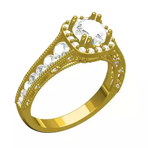 Antique Diamond Halo Filigree Engagement Ring