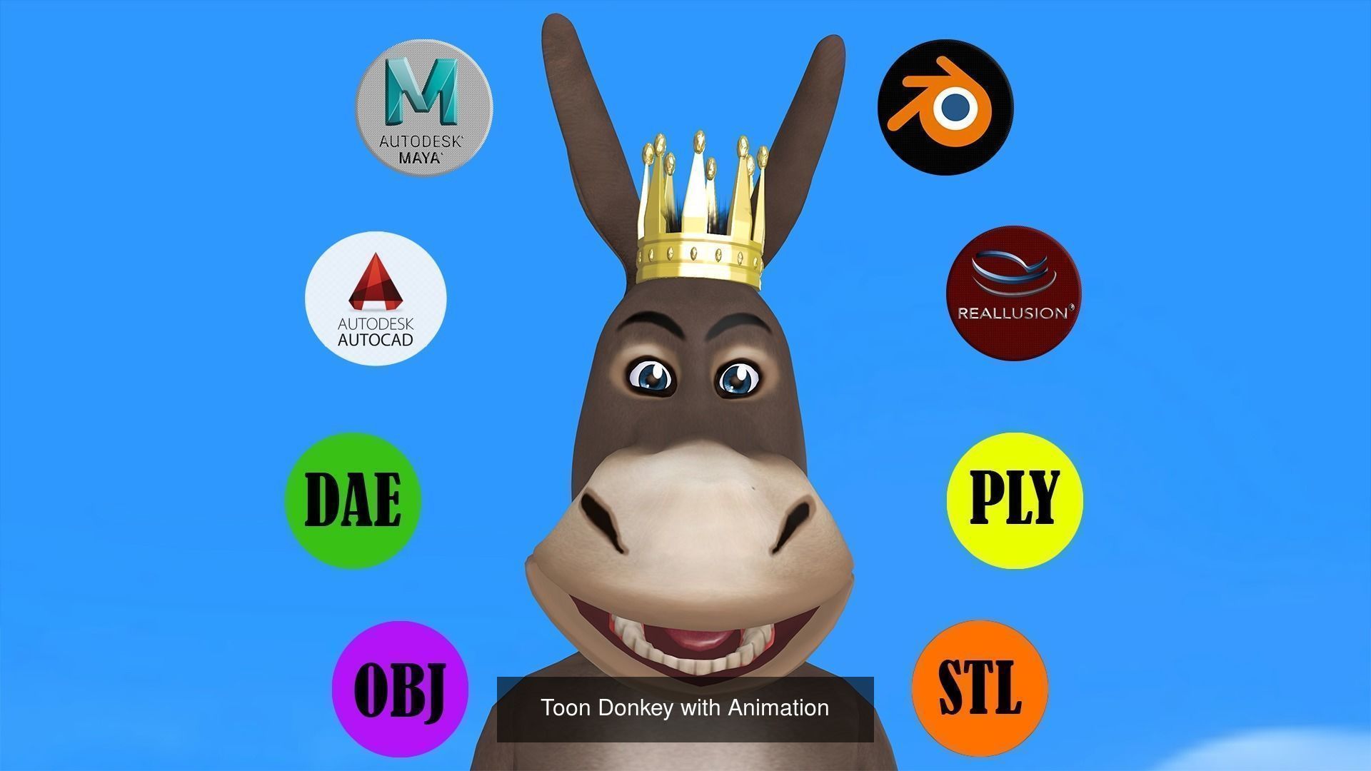 9 PACK OF COW GOAT CAMEL BUFALLO DEER HORSE DONKEY PACK 3D Model Collection_9