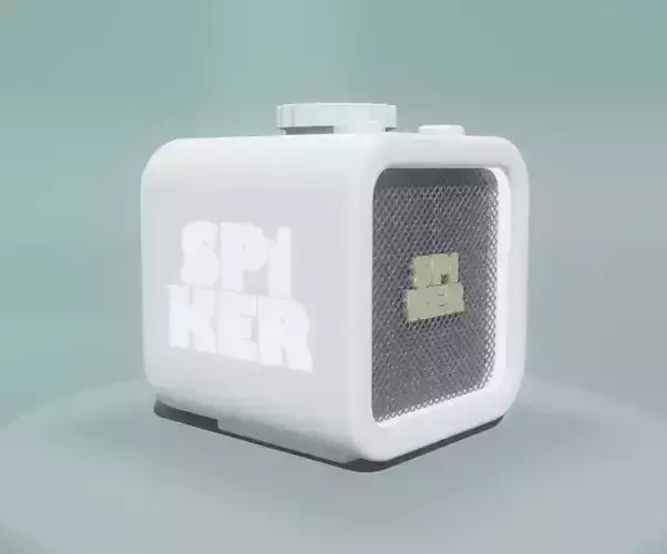 White Speaker with volume wheel and lightning logo