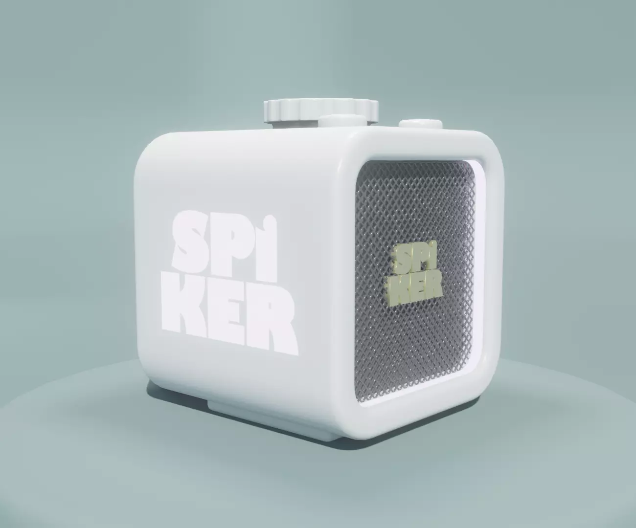 White Speaker with volume wheel and lightning logo 3D print model