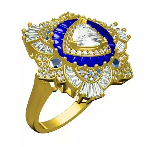 Trillion Cut Multi Diamond Cocktail Ring