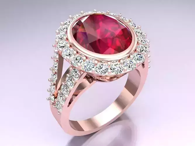 Oval Stone Ring - Womens Rings - N3490 3D print model