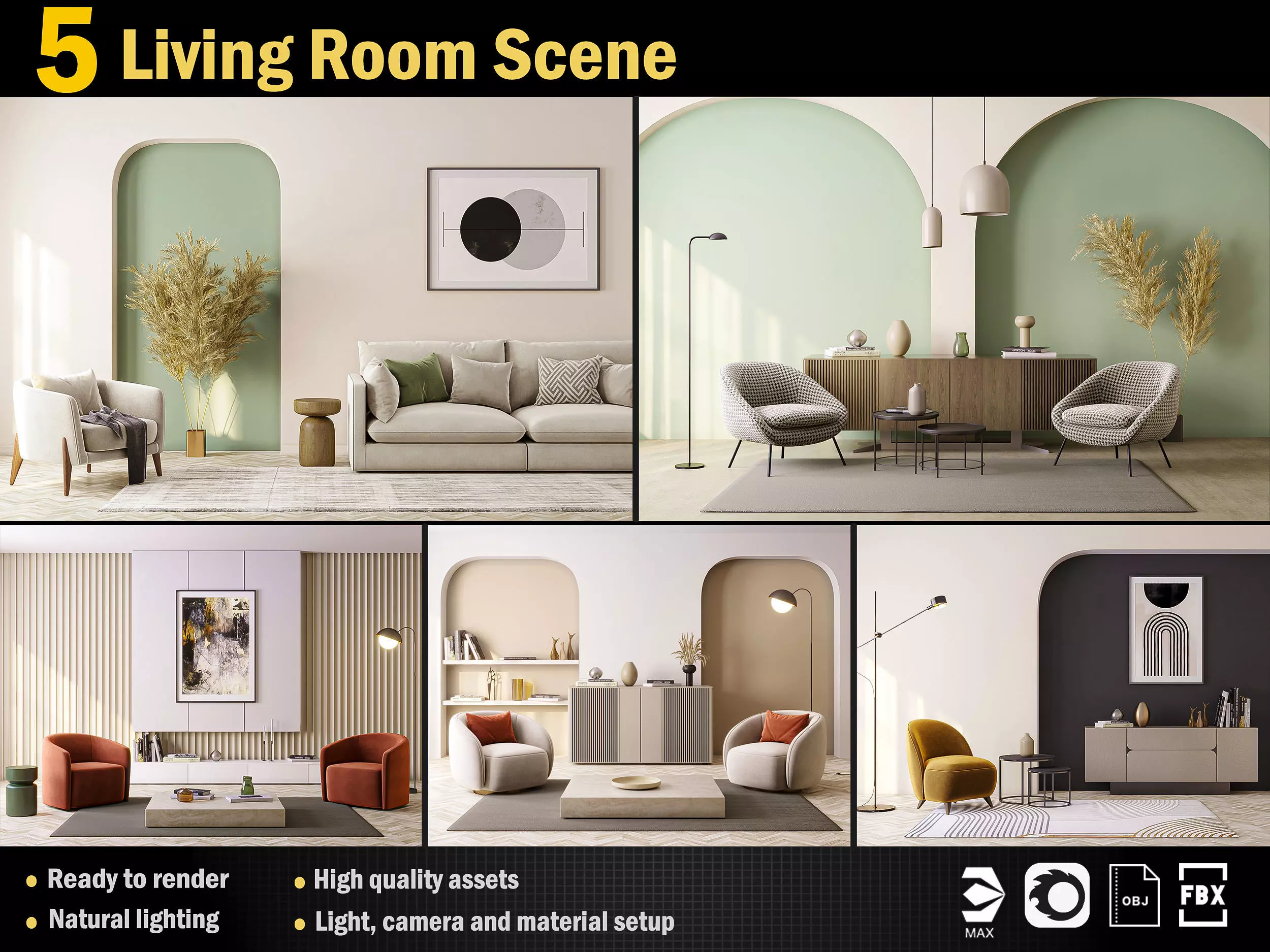 5 Interior living room scene collection Vol 2 _0