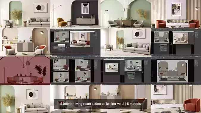 5 Interior living room scene collection Vol 2