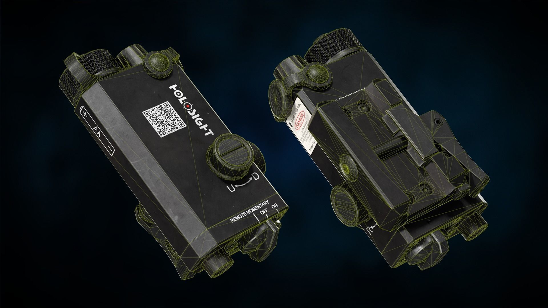 Holosight Aim Laser Sight Low-poly 3D model_2