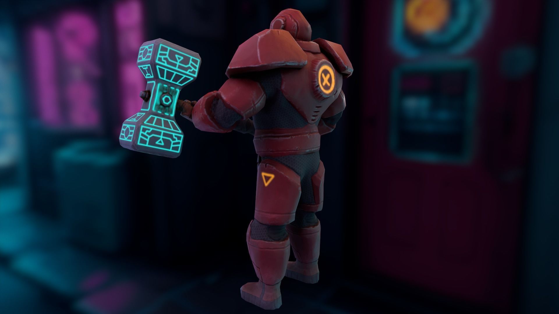 Futuristic hitman hunter assassin cyborg killer Sci-fi Low-poly 3D model_3