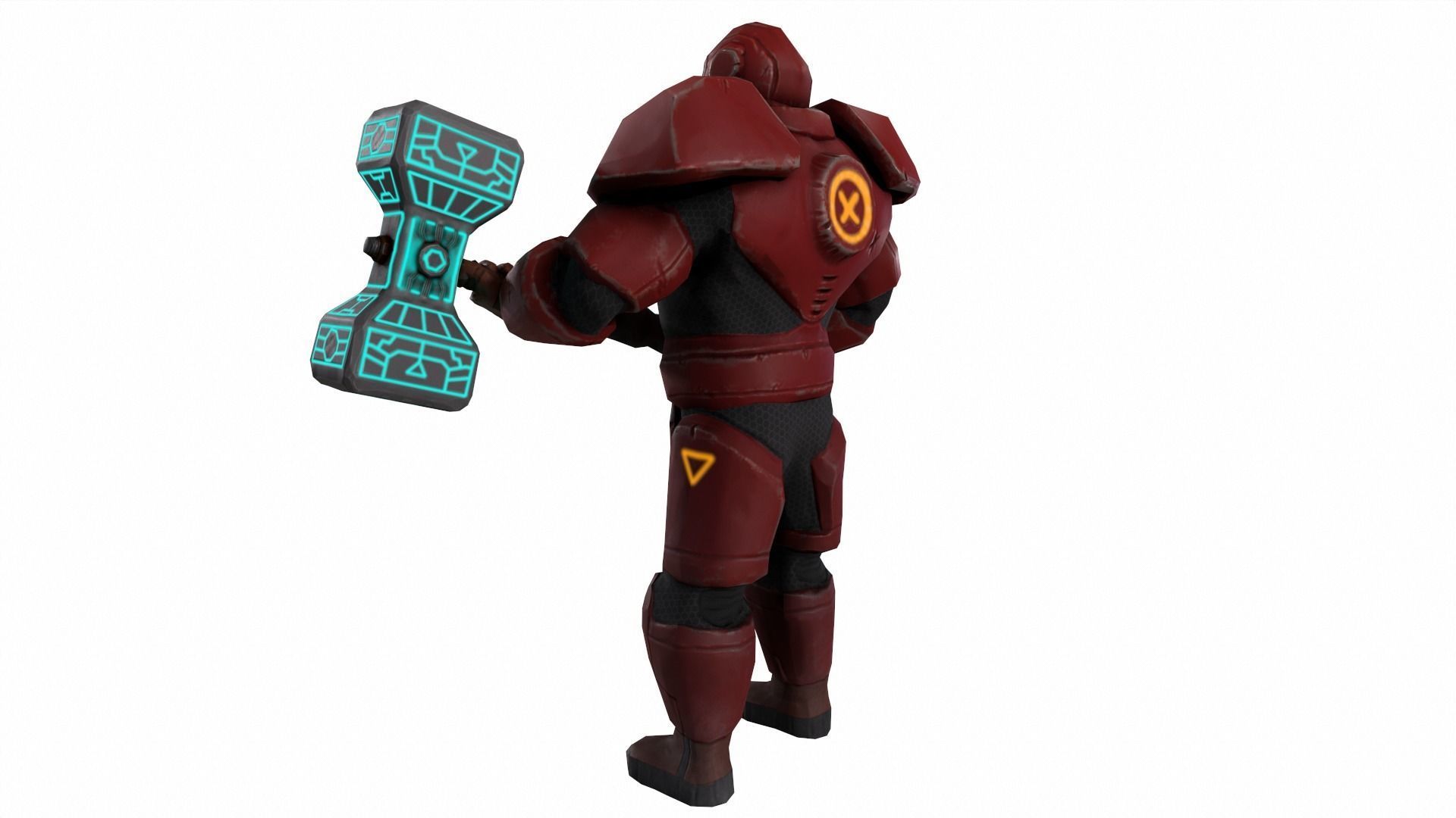 Futuristic hitman hunter assassin cyborg killer Sci-fi Low-poly 3D model_7