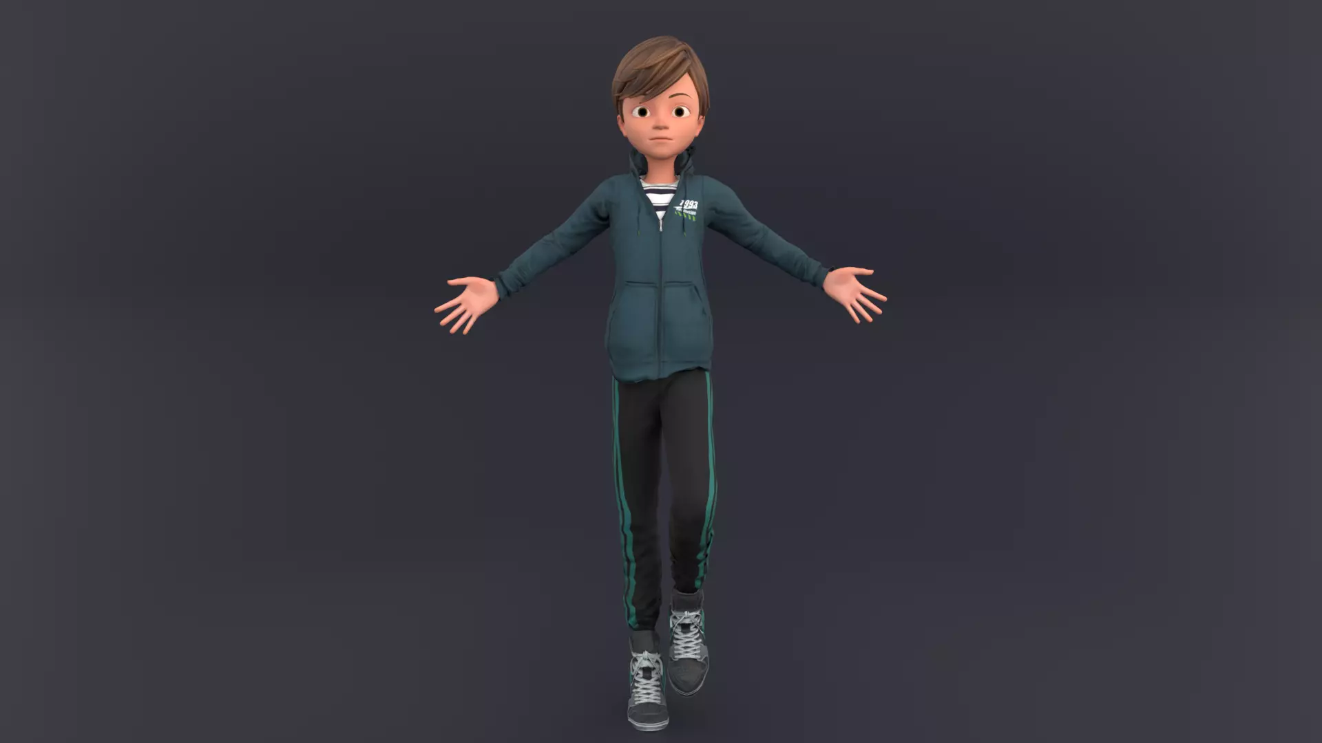 Cartoon Boy Rigged Low-poly 3D model_0