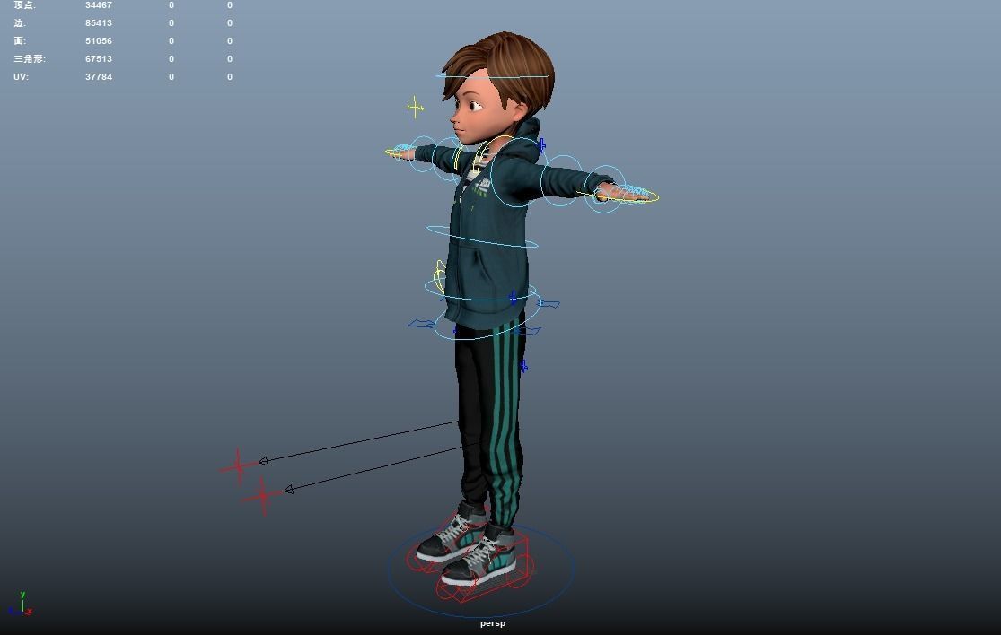 Cartoon Boy Rigged Low-poly 3D model_9