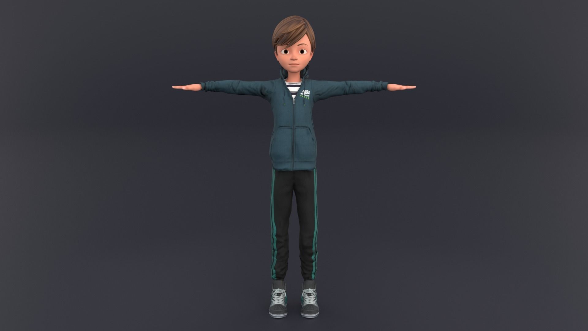 Cartoon Boy Rigged Low-poly 3D model_1