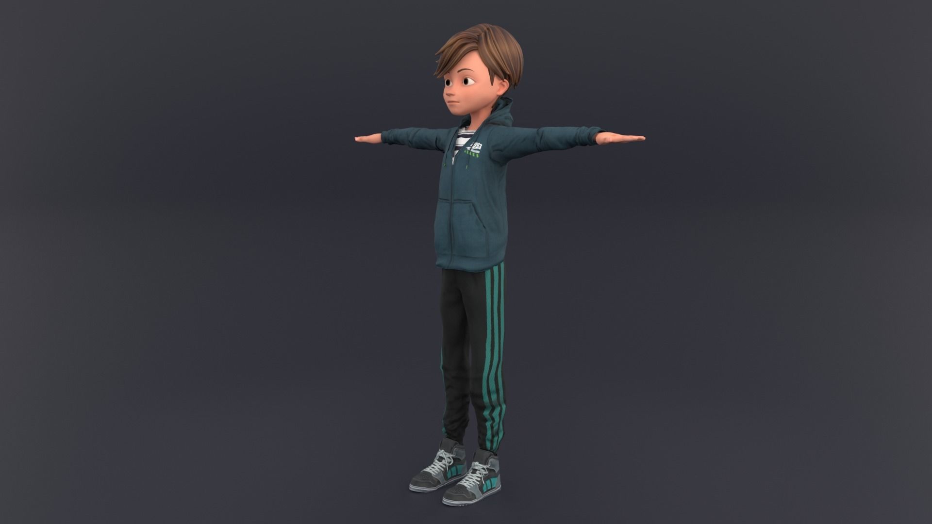 Cartoon Boy Rigged Low-poly 3D model_2