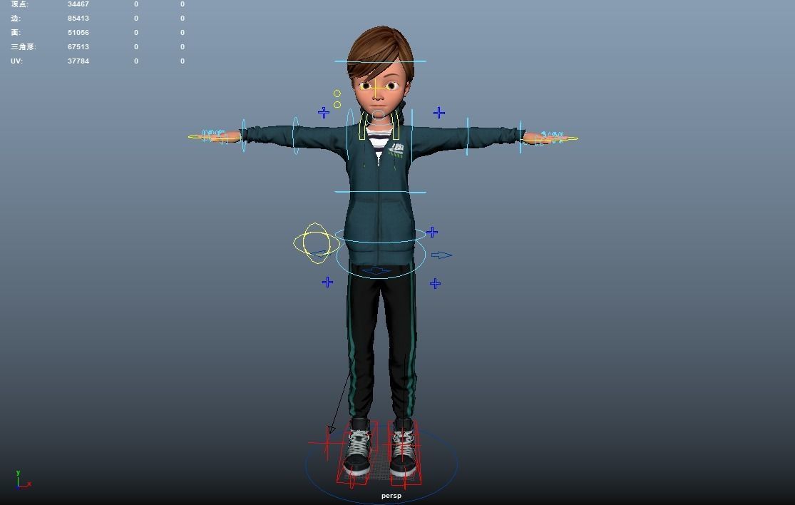 Cartoon Boy Rigged Low-poly 3D model_7