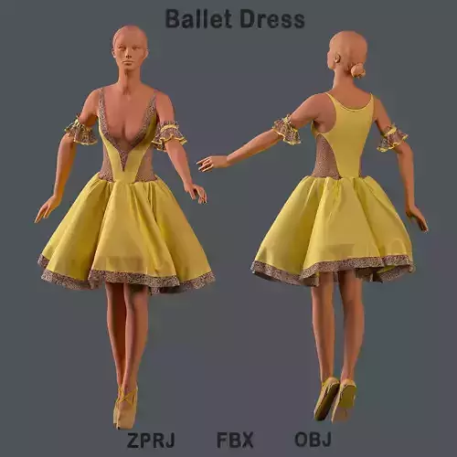 Ballet dress and shoes  3D model