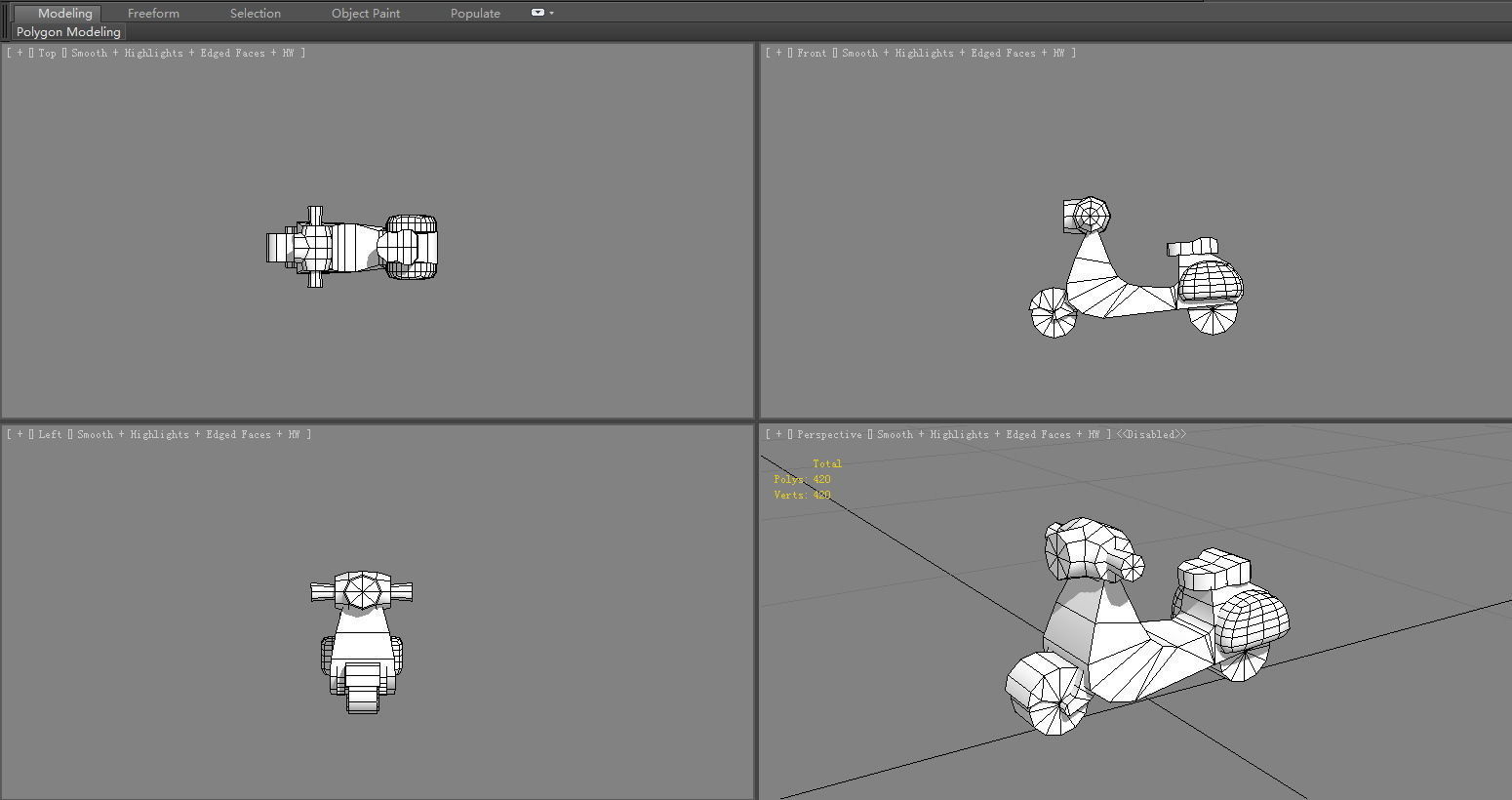 Cartoon scooter toy Low-poly 3D model_6