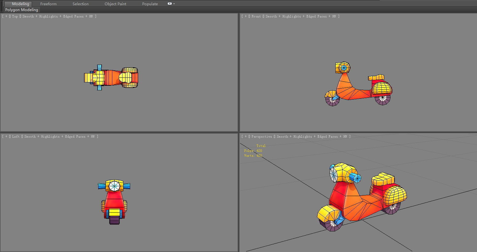 Cartoon scooter toy Low-poly 3D model_5