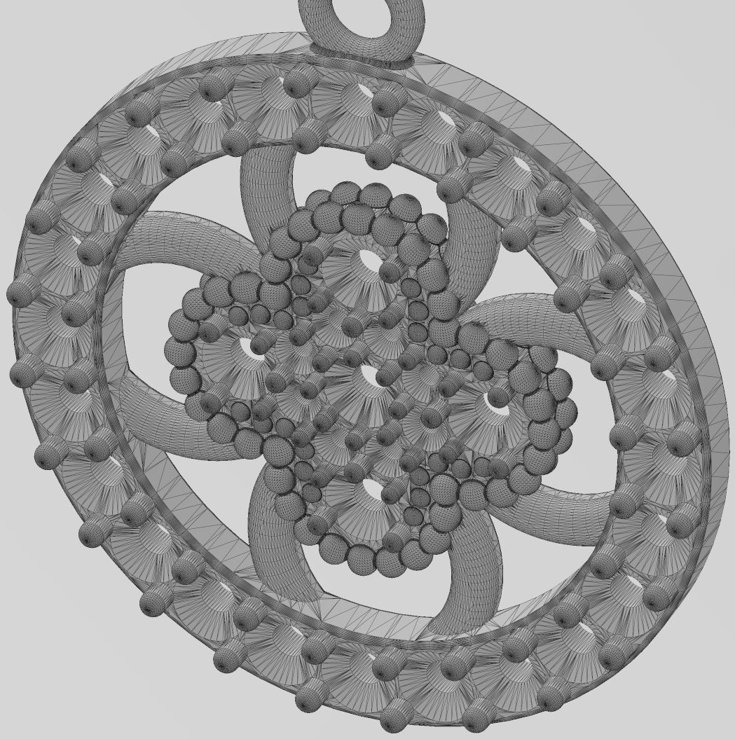 Diamond flower cluster and halo round pendant with bail 3D print model_14