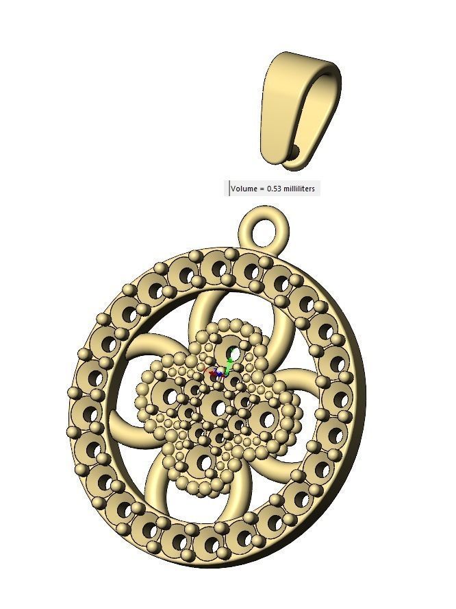 Diamond flower cluster and halo round pendant with bail 3D print model_11