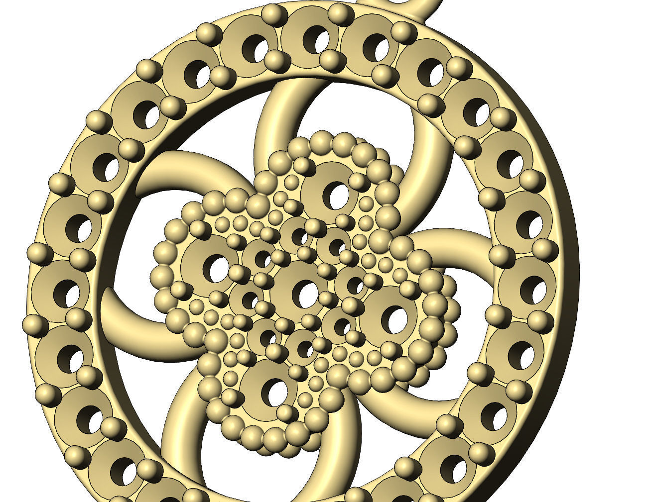 Diamond flower cluster and halo round pendant with bail 3D print model_6