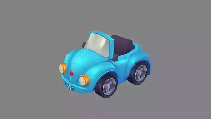 Cartoon blue mini car