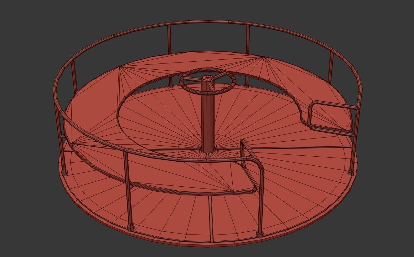  Kids Merry Go Round Low-poly 3D model_15