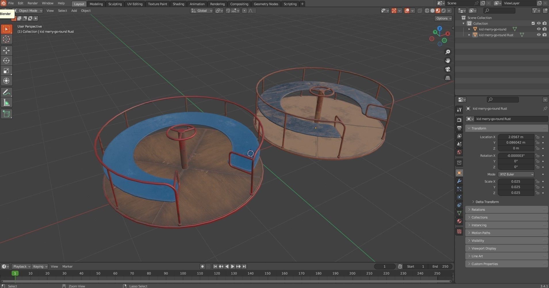 Kids Merry Go Round Low-poly 3D model_12