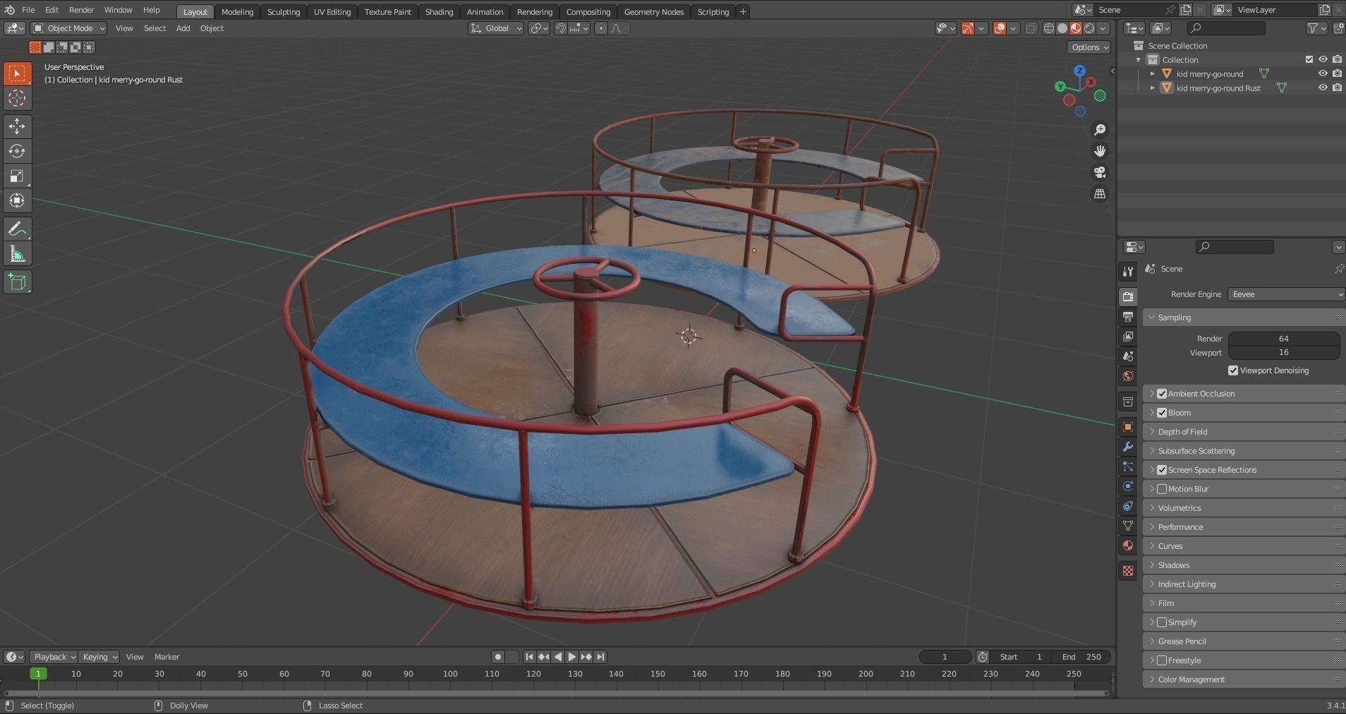  Kids Merry Go Round Low-poly 3D model_13
