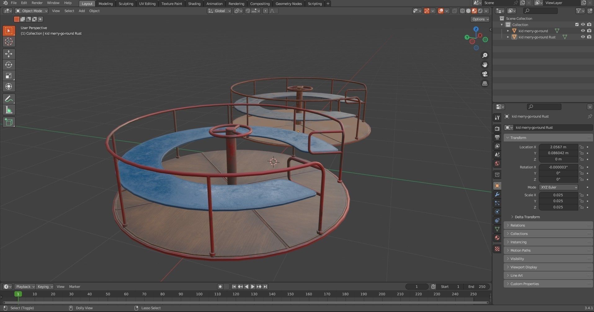  Kids Merry Go Round Low-poly 3D model_11